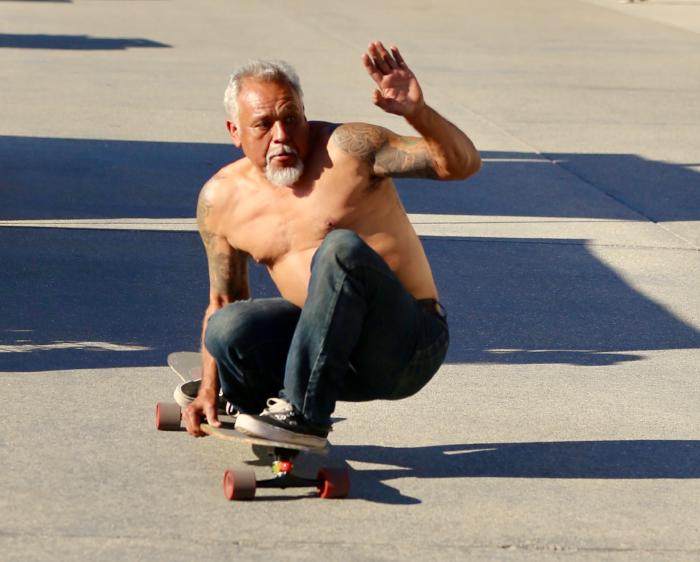 An old skateboarding pro can demonstrate their skill immediately and effortlessly because their whole life has been in preparation for it [photo credit: Steve Hogan]